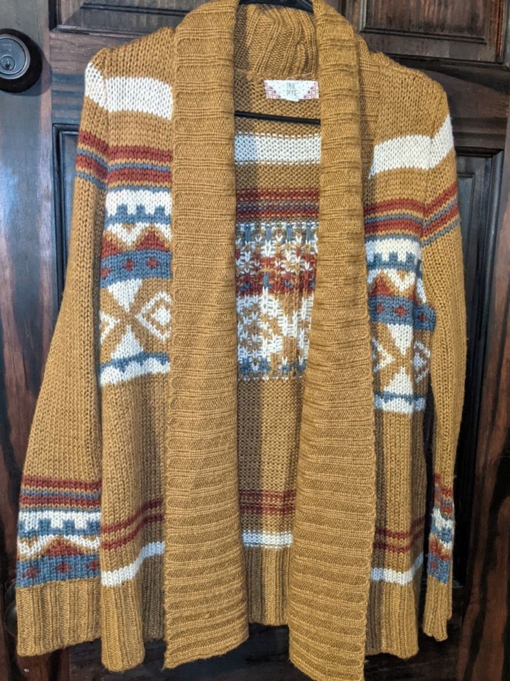 Pink Rose Mustard Fair Isle Open-Front Cardigan